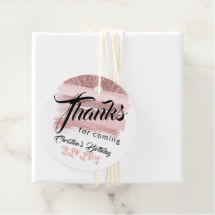 Circle gift note Rose gold glitter brushes Glitz Favour Tags