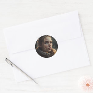 Circle girl classic round sticker