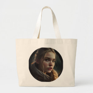 Circle girl large tote bag