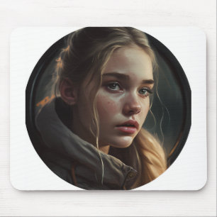 Circle girl mouse pad