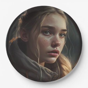 Circle girl paper plate