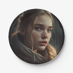 Circle girl paper plate