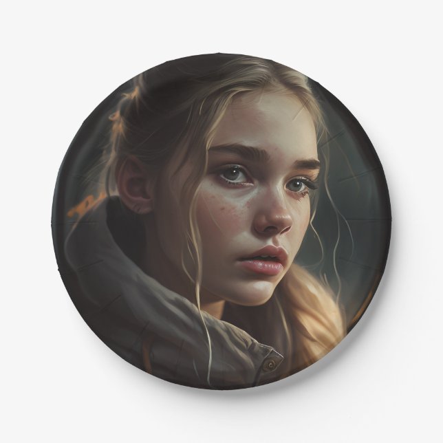 Circle girl paper plate (Front)