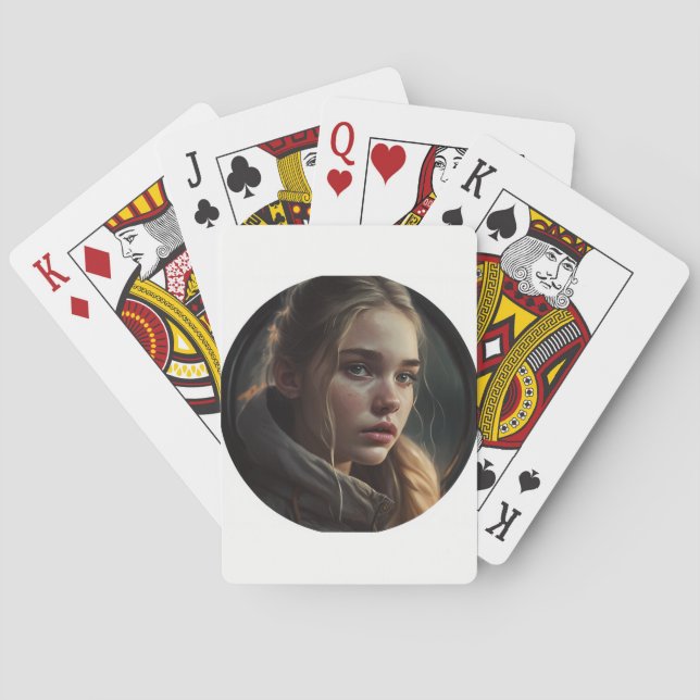 Circle girl playing cards (Back)