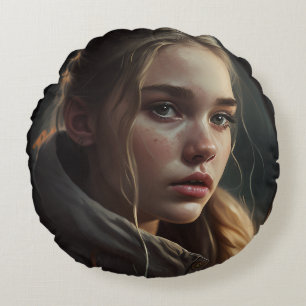 Circle girl round cushion