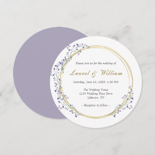 Circle Gold Purple Wreath Wedding Invitation