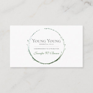 Circle Green frame Essential Oils flower Business Card