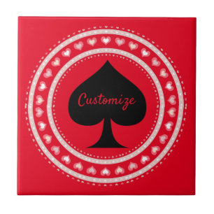 Circle Hearts Black Spade Thunder_Cove  Ceramic Tile