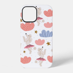 Circle illustration with cute poodle dogs in cute iPhone 12 case