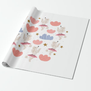 Circle illustration with cute poodle dogs in cute  wrapping paper