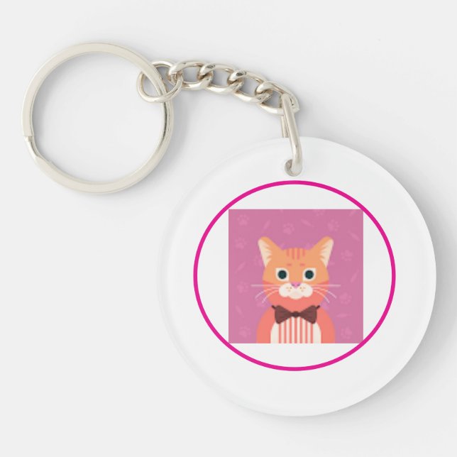 Circle Keychain Acrilic Cat (Front)