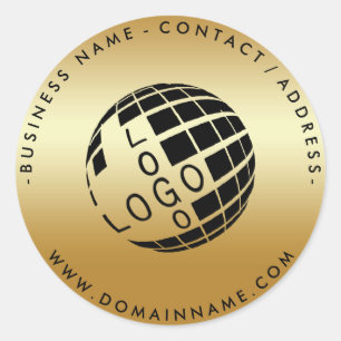 Circle Logo And Text Gold Texture Classic Round Sticker