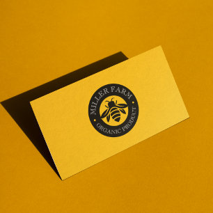 Circle Logo Beekeeper Apiary Bee Farm Yellow Business Card