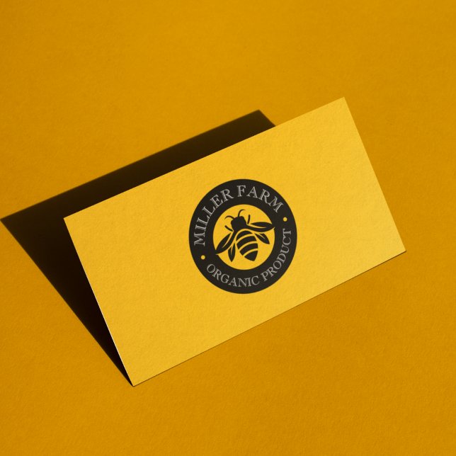Circle Logo Beekeeper Apiary Bee Farm Yellow  Business Card (Creator Uploaded)