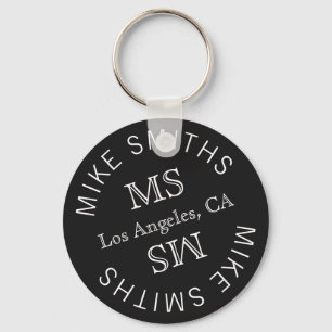 circle monogram, a stylish black key ring