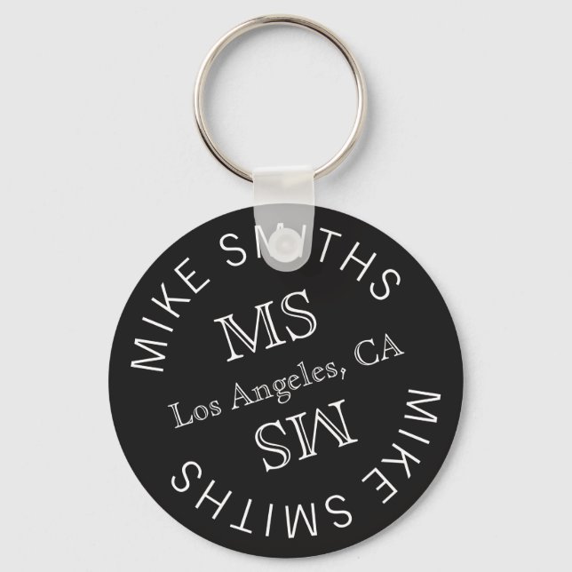circle monogram, a stylish black key ring (Front)