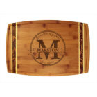 Circle Monogram Marbled Bamboo Cutting Board