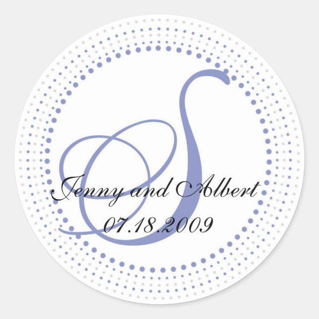 Circle Monogram Sticker in Periwinkle - S (Front)