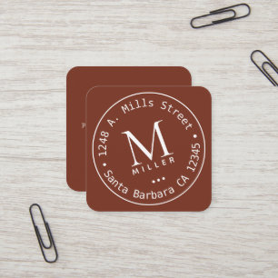 Circle Monogram terracotta Square Business Card