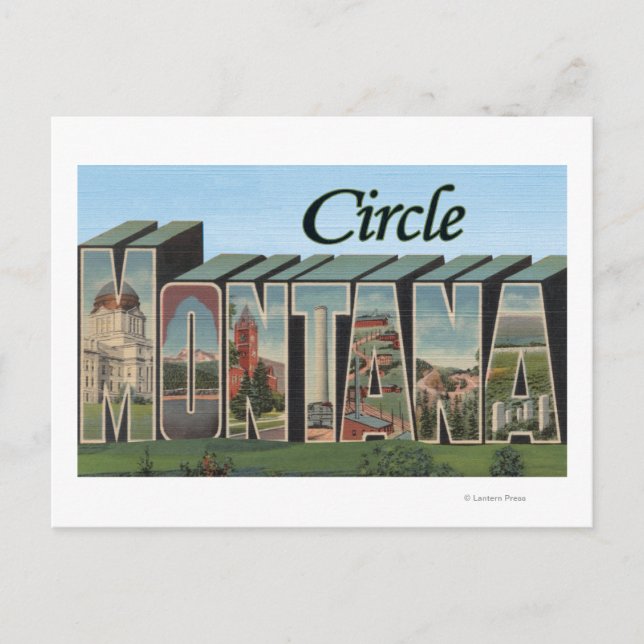 Circle, Montana - Large Letter Scenes Postcard (Front)