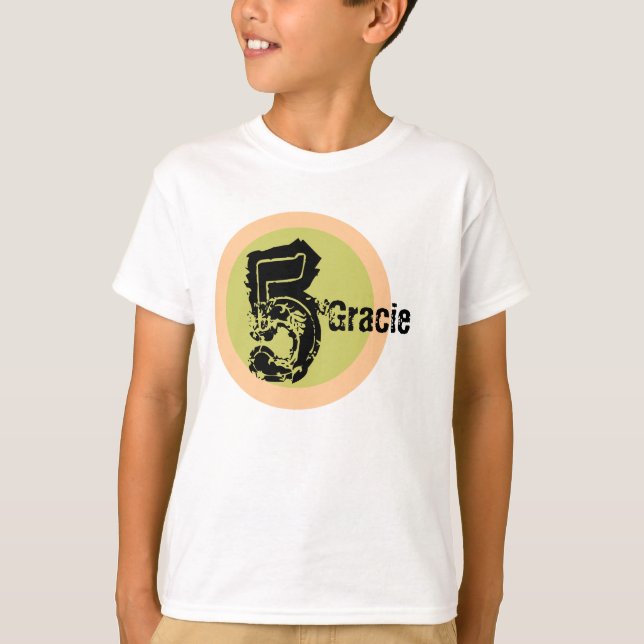 Circle Name and Age 5th Birthday Tshirt (Front)