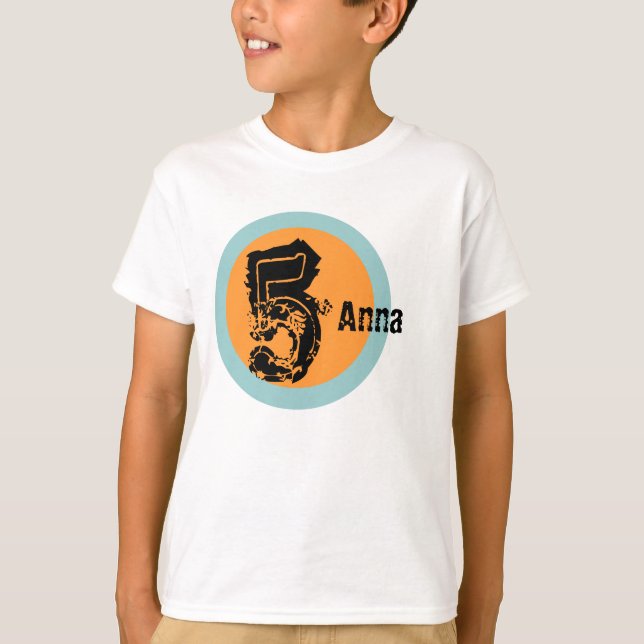 Circle Name and Age 5th Birthday Tshirt (Front)