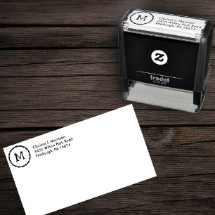 Circle of Black Barbed Wire Initial in Bones Self-inking Stamp