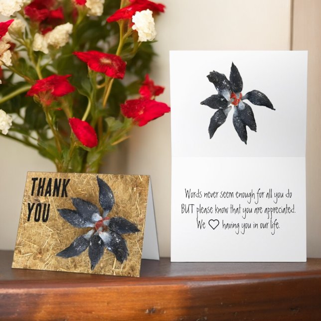 Circle of Black & White Chickens Eating Watermelon Card (thank you note card front and inside)