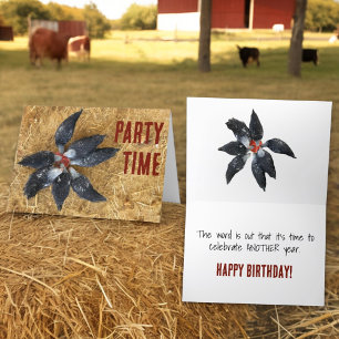 Circle of Black & White Chickens Eating Watermelon Card