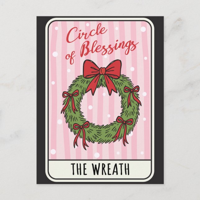 Circle of Blessings Christmas Wreath  Holiday Postcard (Front)