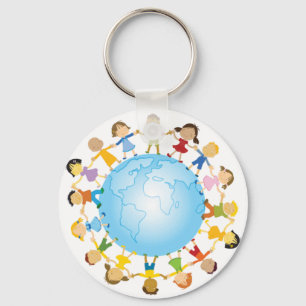 Circle of Children Around the World Key Ring