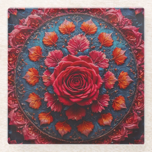 Circle of Elegance Glass Coaster (Front)