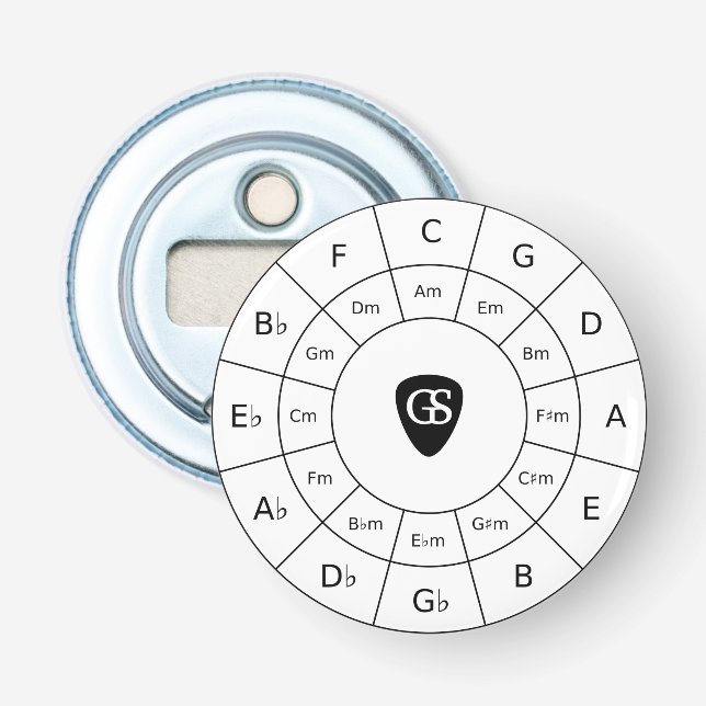 Circle Of Fifths - Black Music Theory Graphic Bott Bottle Opener (Front)