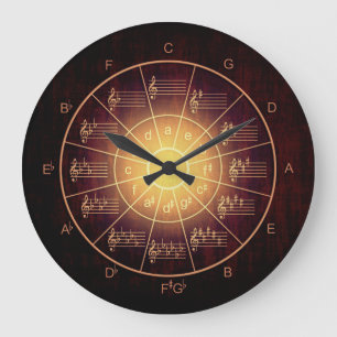 Circle of fifths brown color musicians large clock