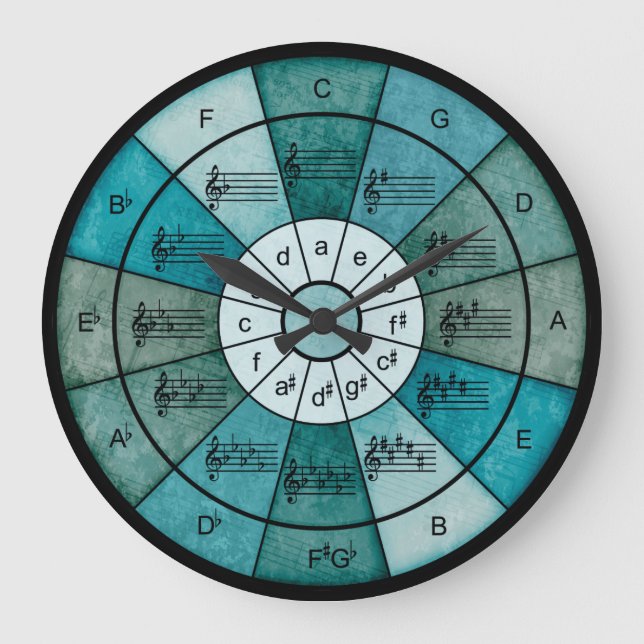 Circle of fifths elegant design for musicians large clock (Front)