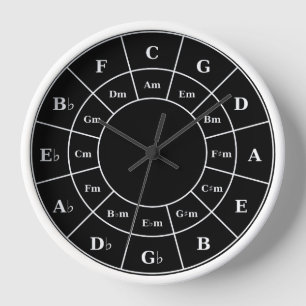 Circle Of Fifths in White - Musician Design Watch Clock