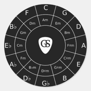 Circle Of Fifths - White Design for Musicians Classic Round Sticker