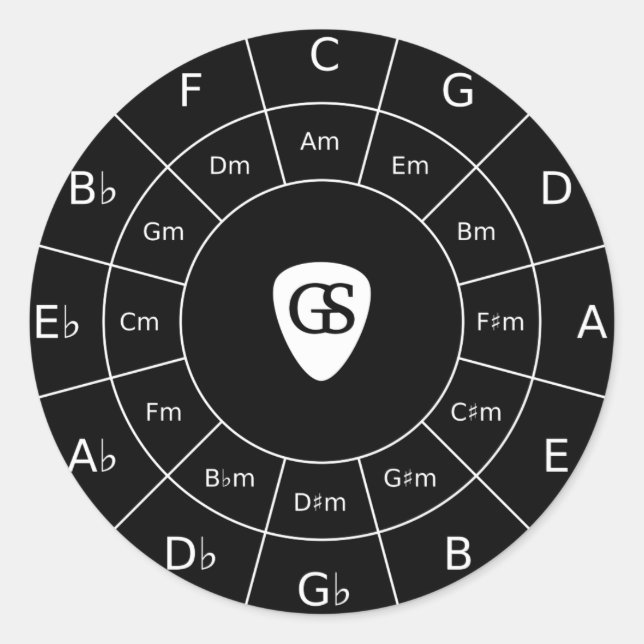 Circle Of Fifths - White Design for Musicians Classic Round Sticker (Front)