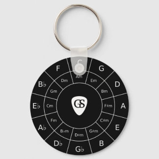 Circle Of Fifths - White Music Theory Graphic Key Ring