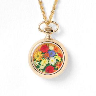 Circle of Flowers, Coloured Daisies and Asters Watch