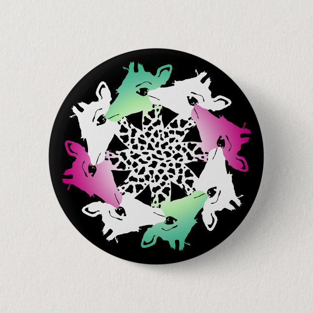 circle of giraffes magnet button (Front)