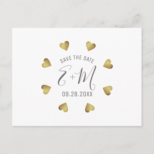 circle of hearts of love save date wedding announcement postcard (Front)