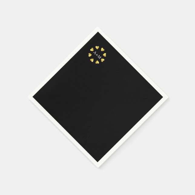 circle of hearts with Initials, love Wedding Napkin (Corner)