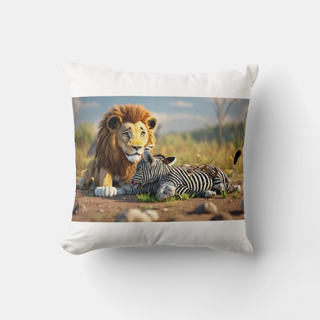 Circle of Life: Lion’s Feast in the Wild Cushion (Front)
