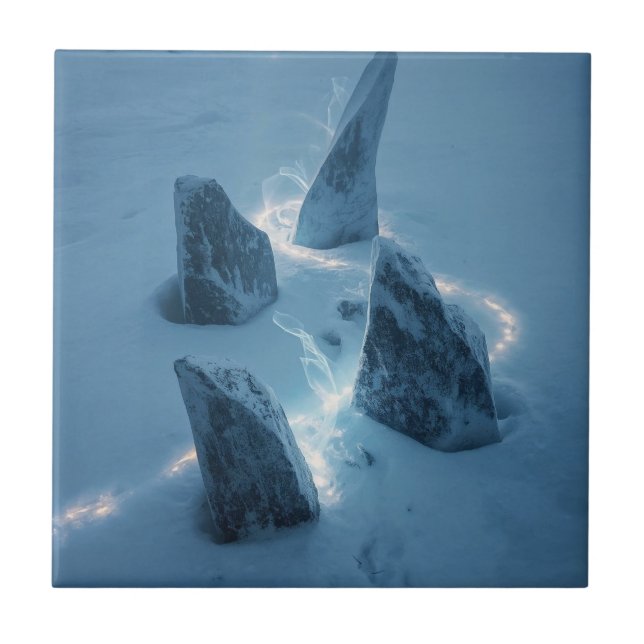 Circle of Light in the Snow Ceramic Tile (Front)