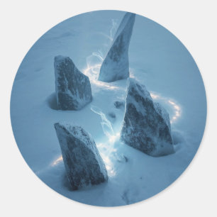 Circle of Light in the Snow Classic Round Sticker
