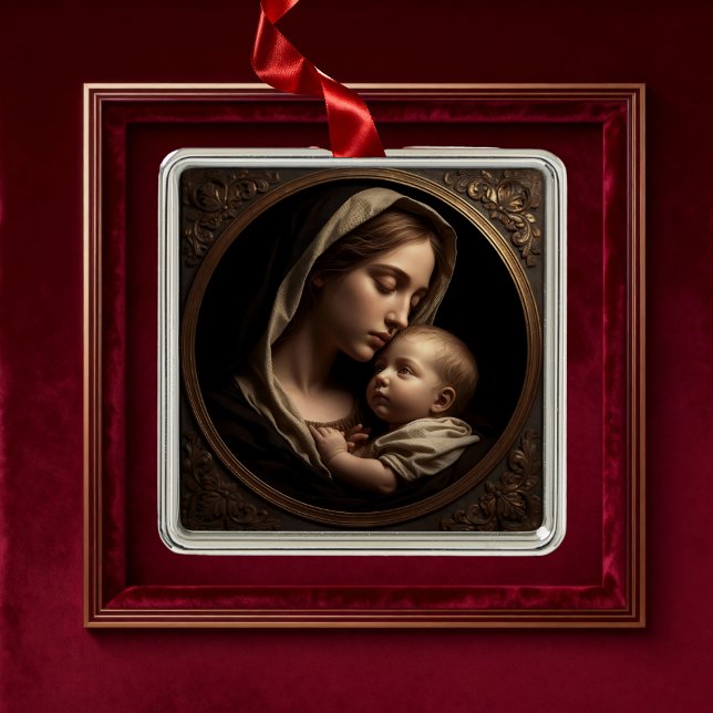 “Circle of Light: Madonna and Child”Ornament Metal Ornament (Creator Uploaded)