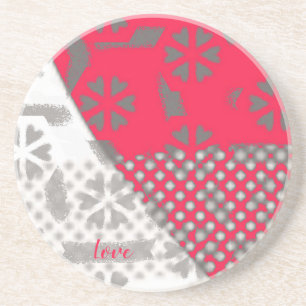 Circle of Love Heart Design-Tangerine Beverage Coa Coaster
