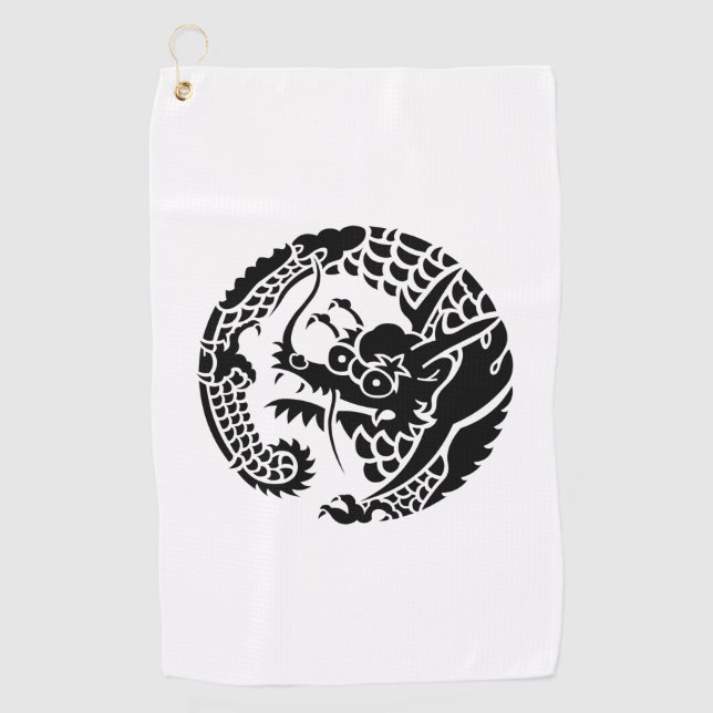 Circle of Nichiren sect dragon Golf Towel (Front)