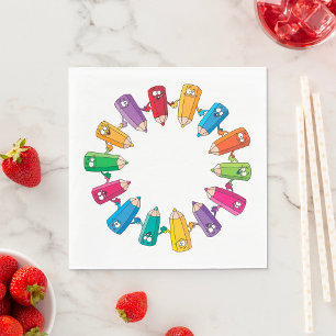 Circle Of Pencils Napkin